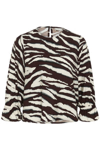 Kaffe KaViky Coffee Bean/Turtledove Animal Print Blouse, 10511735