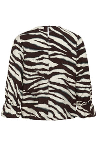 Kaffe KaViky Coffee Bean/Turtledove Animal Print Blouse, 10511735