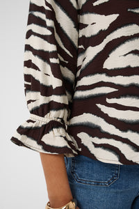 Kaffe KaViky Coffee Bean/Turtledove Animal Print Blouse, 10511735