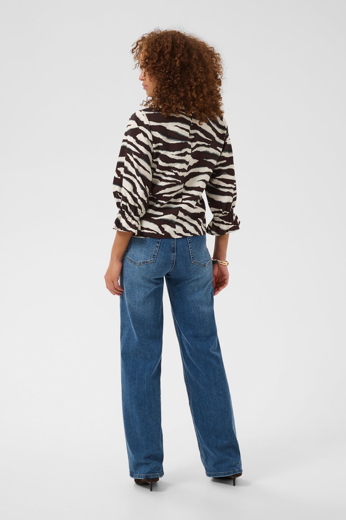 Kaffe KaViky Coffee Bean/Turtledove Animal Print Blouse, 10511735