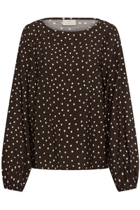 Kaffe Kanadira Coffee Bean Polka Dot Blouse