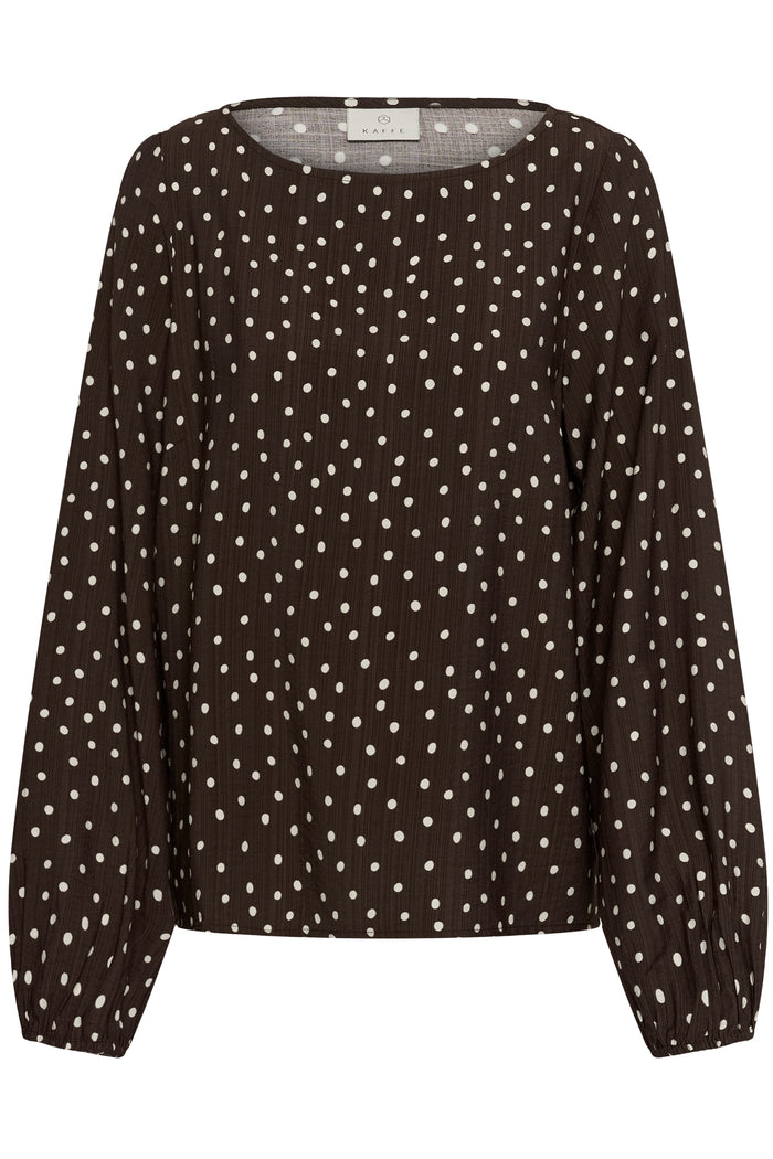 Kaffe Kanadira Coffee Bean Polka Dot Blouse