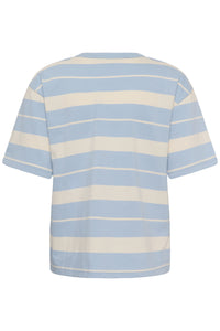 Kaffe Kawinny Blue Fog Oversized Stripe T-Shirt