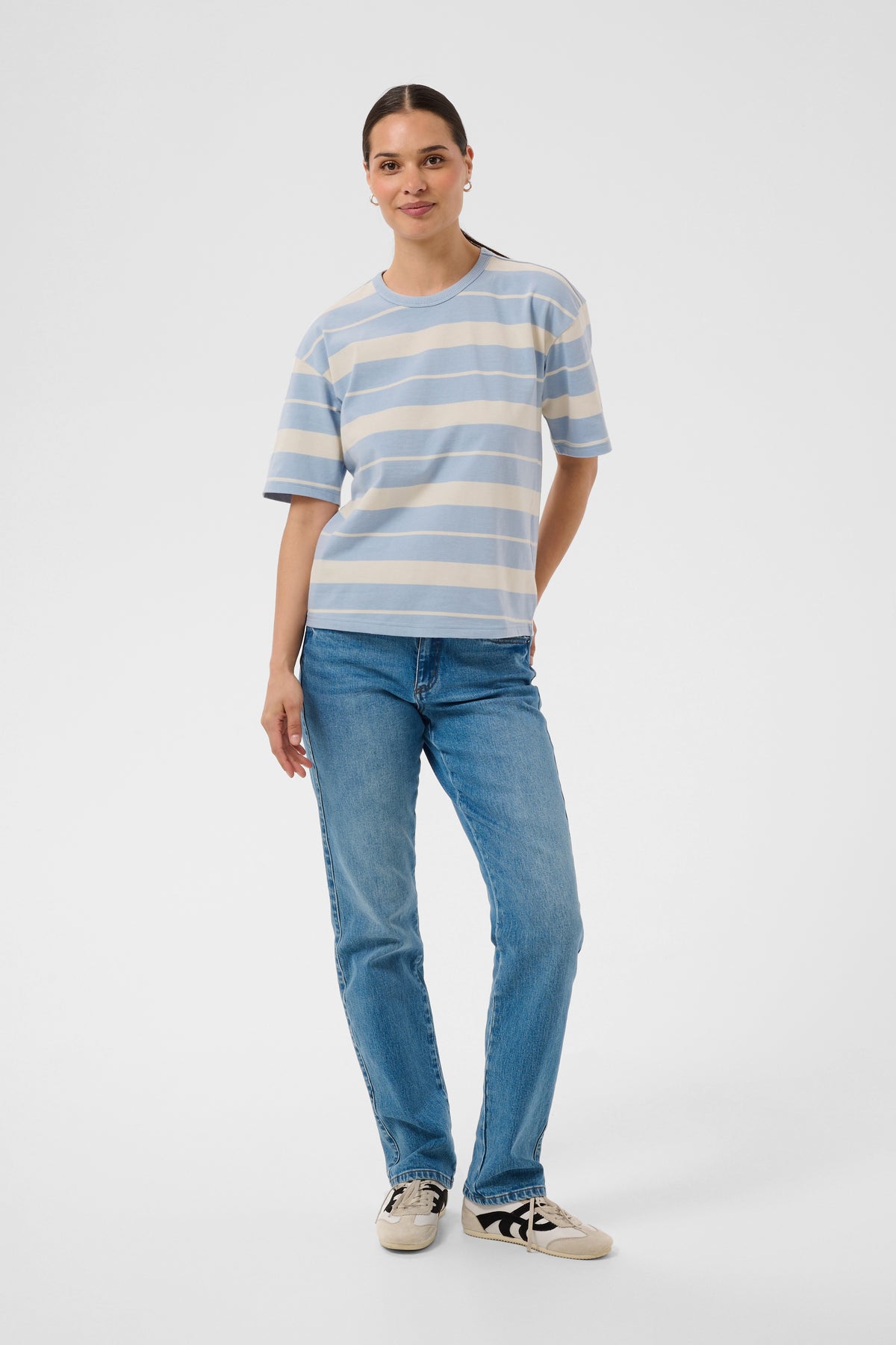 Kaffe Kawinny Blue Fog Oversized Stripe T-Shirt