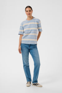 Kaffe Kawinny Blue Fog Oversized Stripe T-Shirt