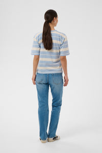 Kaffe Kawinny Blue Fog Oversized Stripe T-Shirt