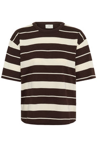 Kaffe Kawinny Coffee Bean Oversized Stripe T-Shirt