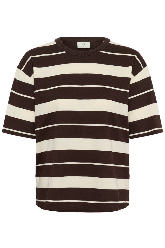 Kaffe Kawinny Coffee Bean Oversized Stripe T-Shirt