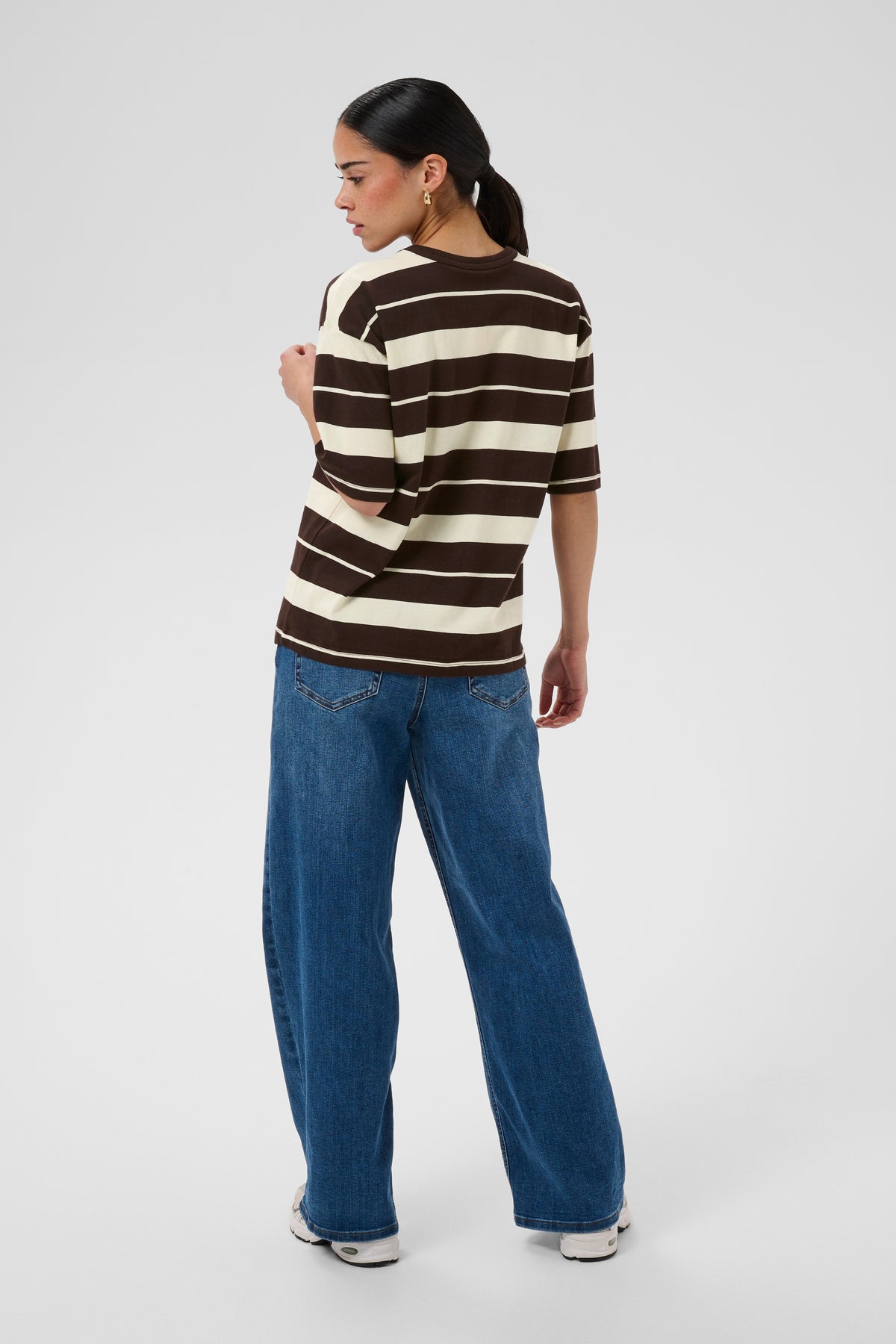 Kaffe Kawinny Coffee Bean Oversized Stripe T-Shirt
