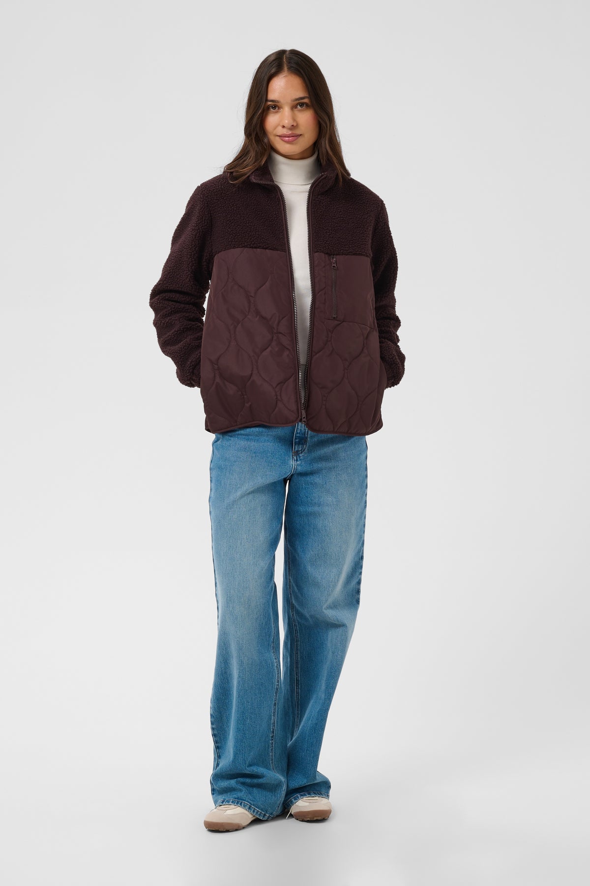 Kaffe Kagracelyn Fudge Burgundy Teddy Fleece Quilted Jacket, 10512279