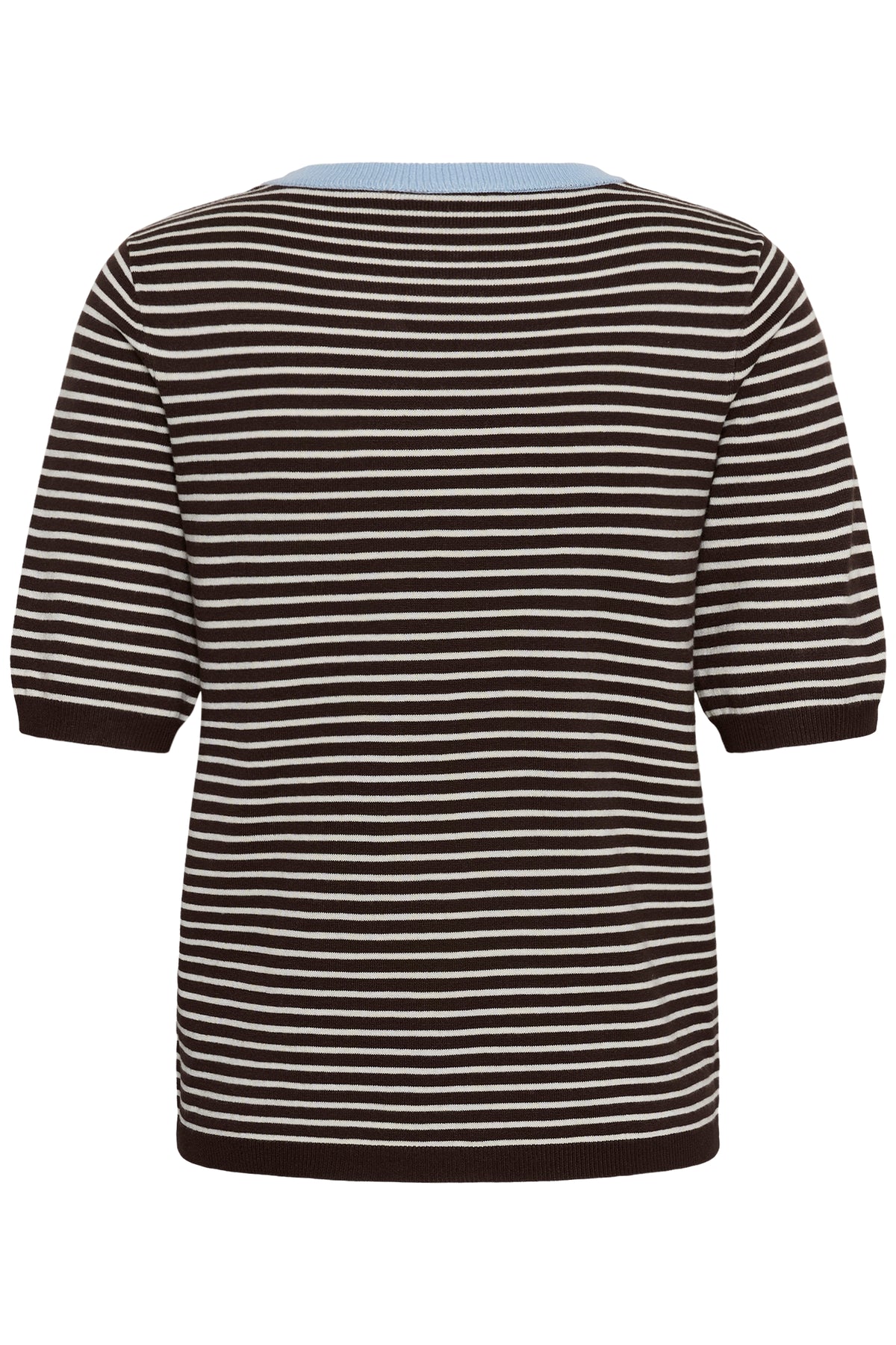 Kaffe Kalizza Coffee Bean/Turtledove Striped Knit with Blue Fog Trim, 10512365