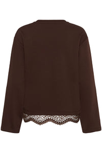 Kaffe Kasophie Coffee Bean Lace Trim Sweatshirt