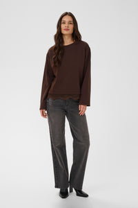 Kaffe Kasophie Coffee Bean Lace Trim Sweatshirt