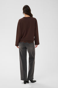 Kaffe Kasophie Coffee Bean Lace Trim Sweatshirt