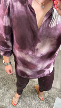 Fransa FrLainey Fudge Burgundy Abstract Printed V-Neck Top, 20617197