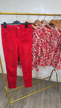 Toxik ORIGINAL Highwaisted Red Bum Lift Skinny Jeans