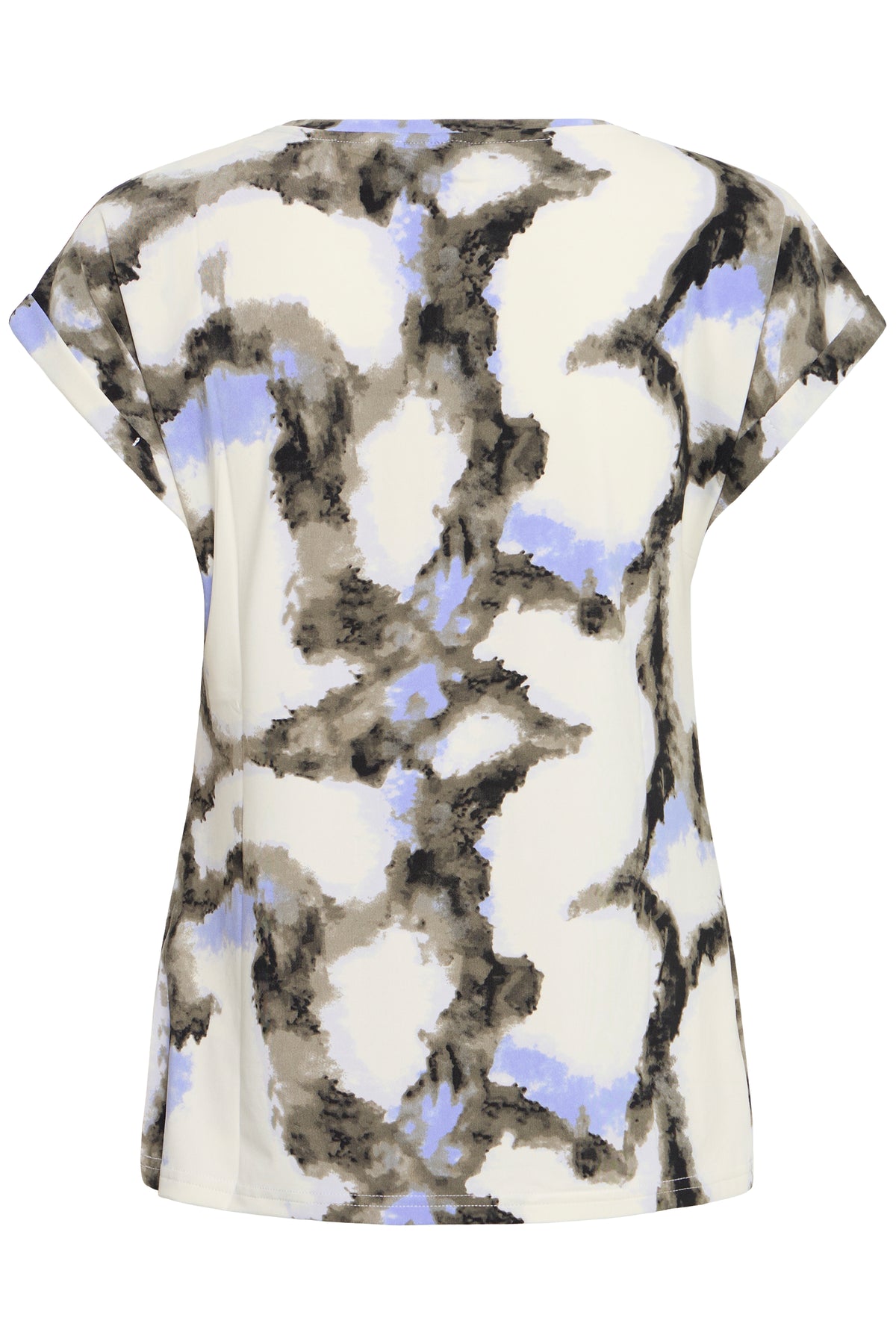 Fransa FrSeen Marble Hydrangea Blue Printed T-Shirt, 20610634