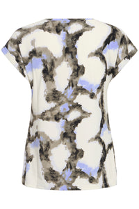 Fransa FrSeen Marble Hydrangea Blue Printed T-Shirt, 20610634