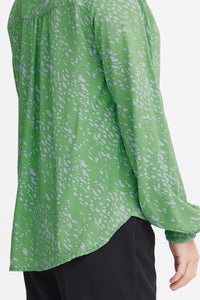 Fransa FrSilje Online Lime Abstract Printed V-Neck Blouse, 20613270