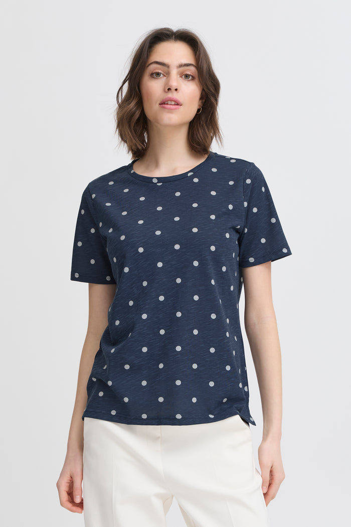 Fransa Hazel Navy Blazer Polka Dot T-Shirt, 20613783