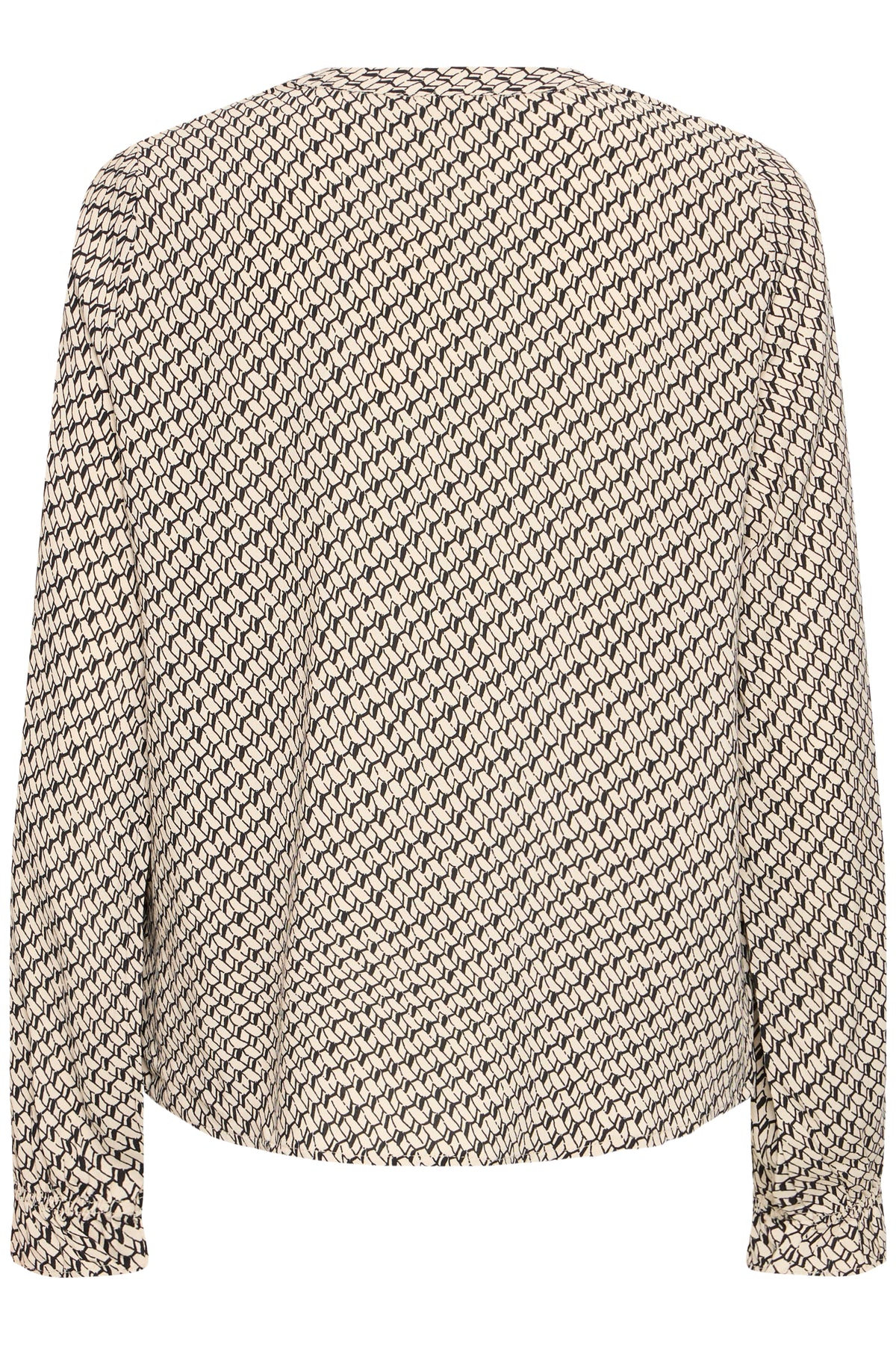 Fransa FrFlowy Feather Beige Abstract Printed V-Neck Top, 20614106