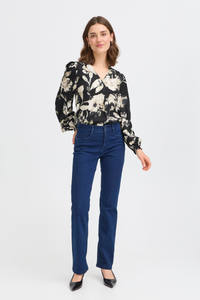 Fransa FrAriana Black Floral V-Neck Blouse