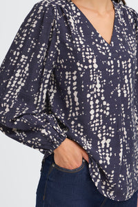 Fransa FrAriana Night Sky Abstract Spot V-Neck Blouse
