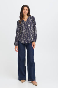 Fransa FrAriana Night Sky Abstract Spot V-Neck Blouse