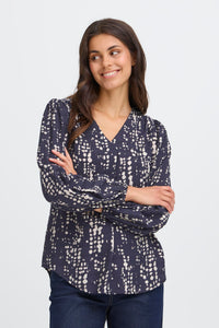 Fransa FrAriana Night Sky Abstract Spot V-Neck Blouse