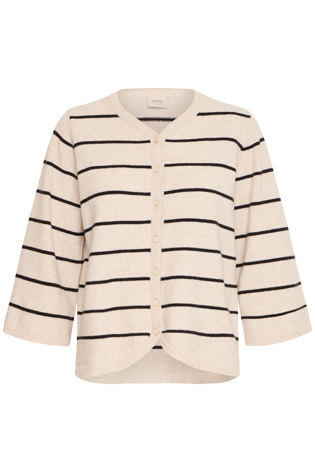 Fransa Frbitte Limestone Melange/Black Stripe Supersoft Cardigan