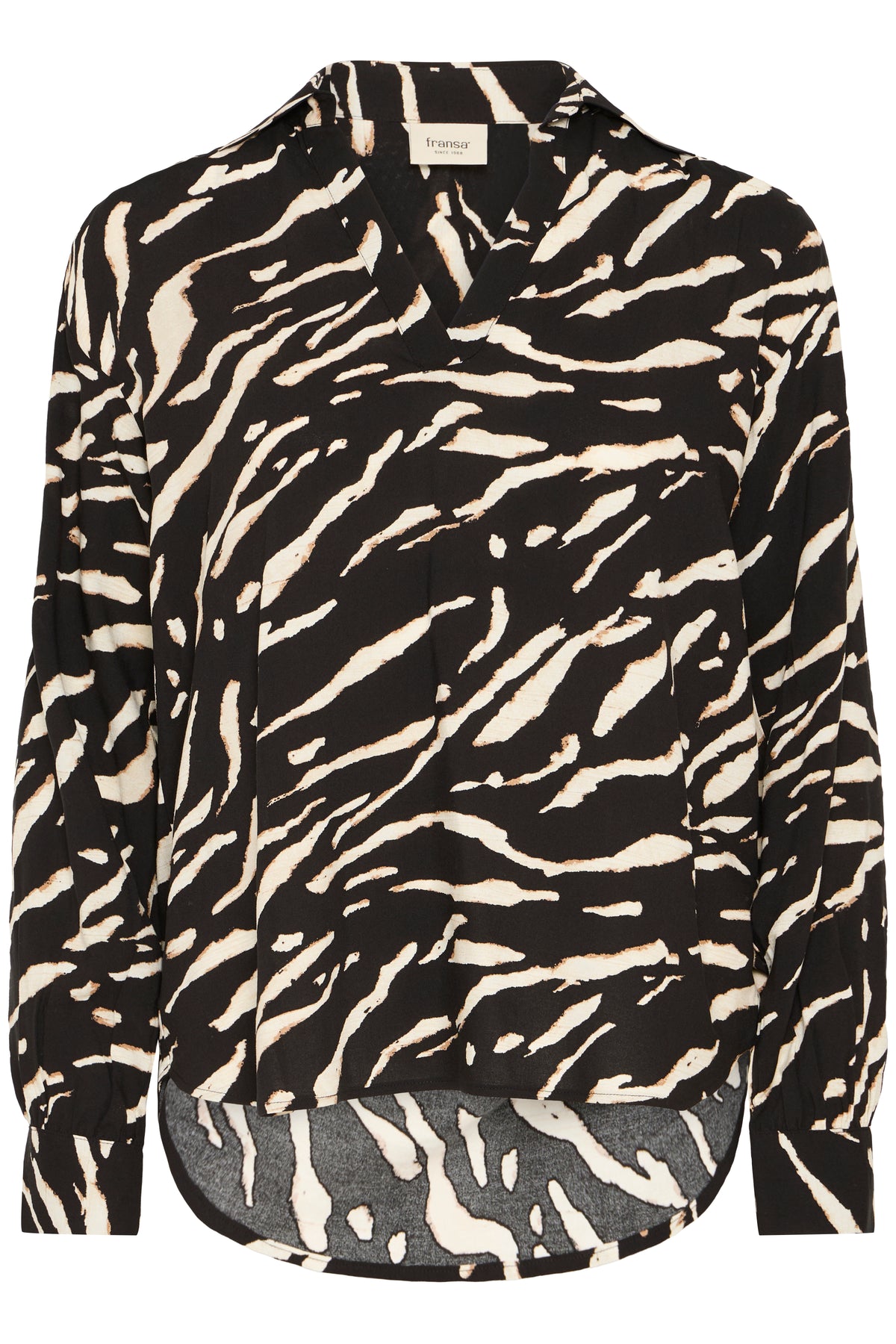 Fransa FrFlowy Black Abstract Printed V-Neck Blouse