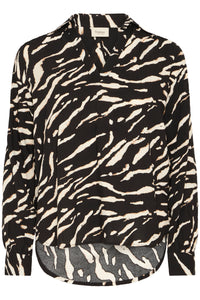 Fransa FrFlowy Black Abstract Printed V-Neck Blouse