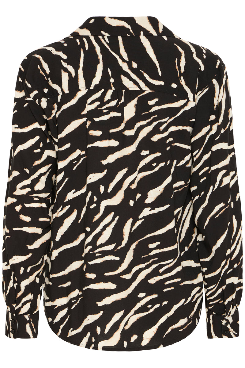 Fransa FrFlowy Black Abstract Printed V-Neck Blouse