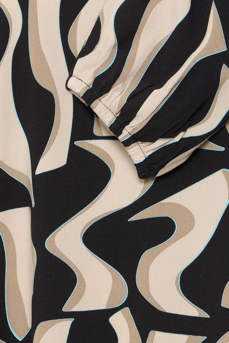 Fransa FrJustini Black Abstract Printed V-Neck Blouse