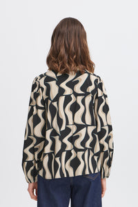 Fransa FrJustini Black Abstract Printed V-Neck Blouse