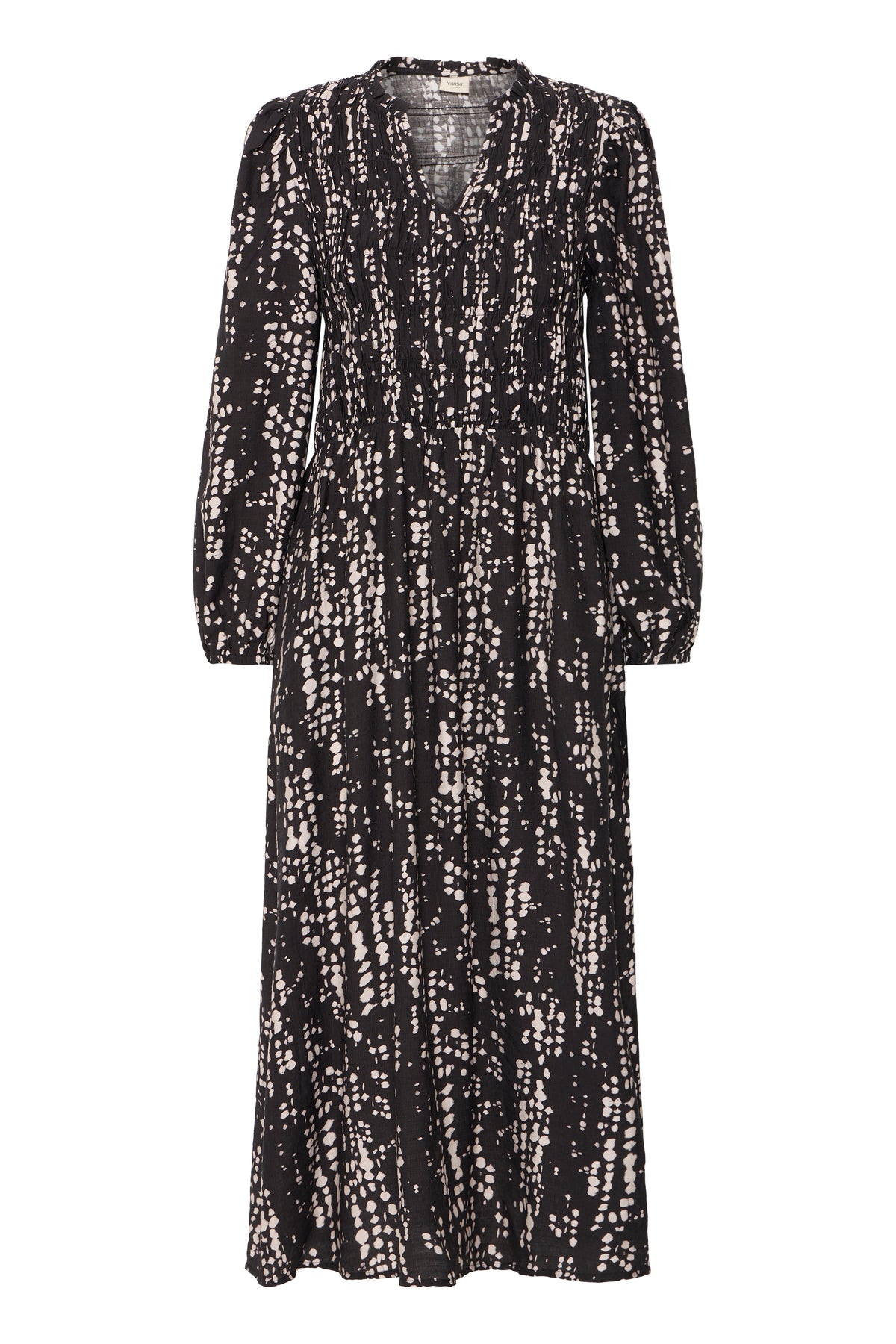 Fransa FrAriana Black Abstract Elasticated Waist Midi Dress, 20617074