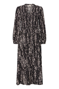 Fransa FrAriana Black Abstract Elasticated Waist Midi Dress, 20617074