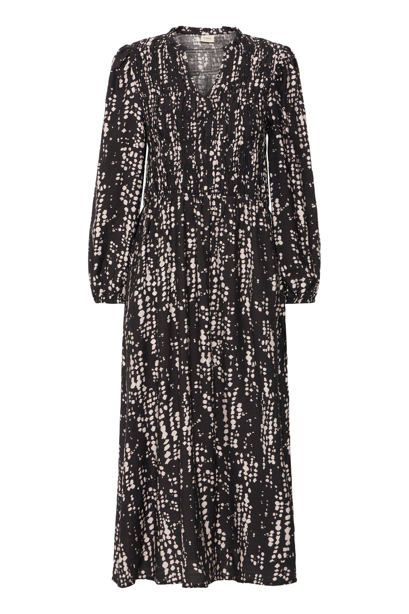 Fransa FrAriana Black Abstract Elasticated Waist Midi Dress, 20617074