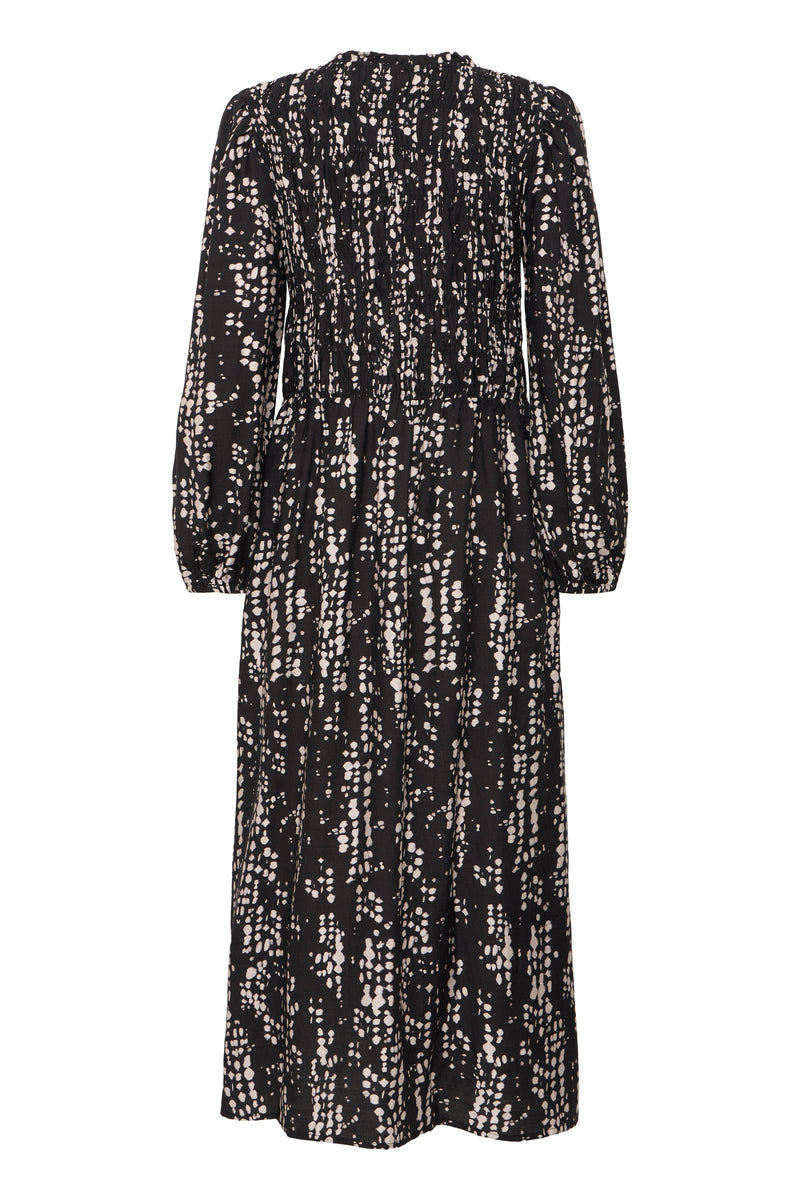 Fransa FrAriana Black Abstract Elasticated Waist Midi Dress, 20617074