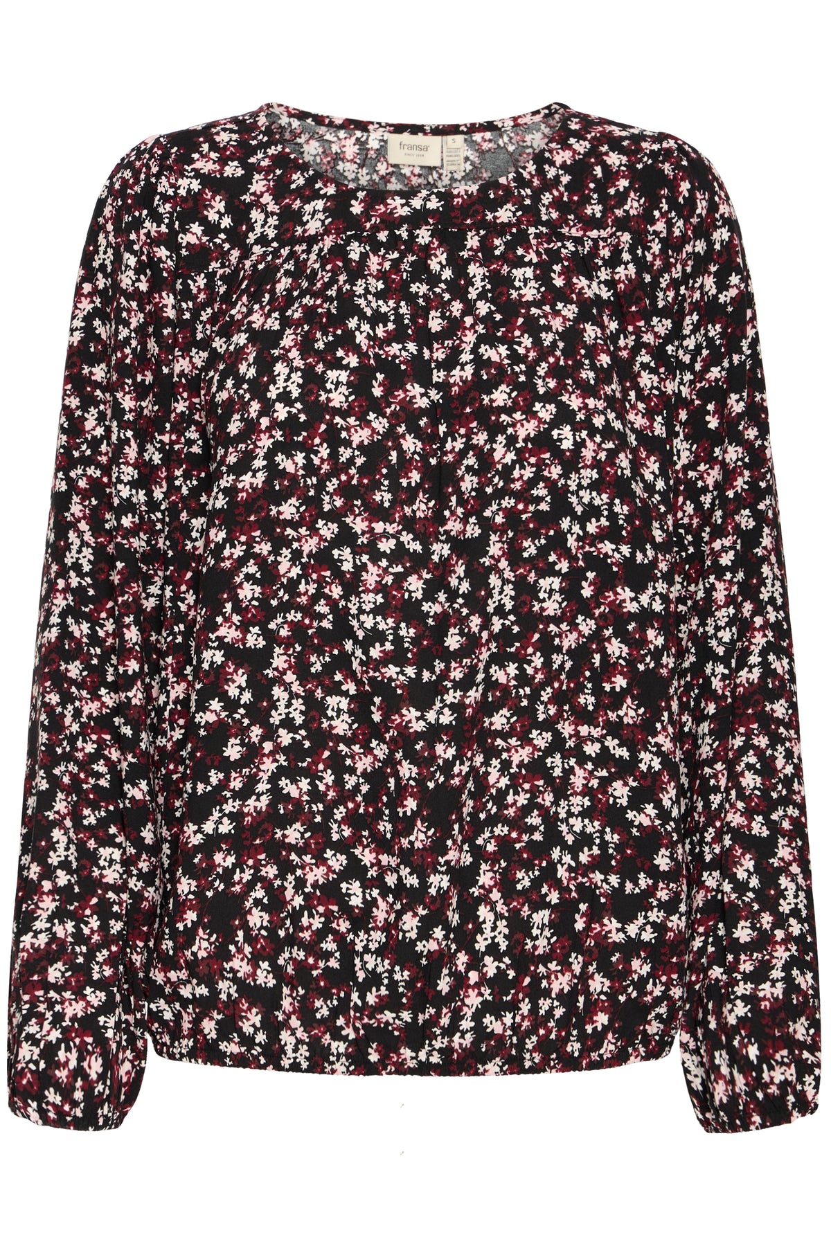 Fransa FrKiki Dainty Floral Baby Pink/Burgundy Blouse, 20617101