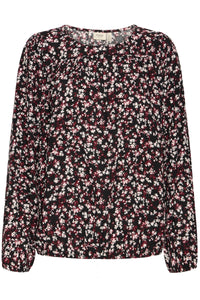 Fransa FrKiki Dainty Floral Baby Pink/Burgundy Blouse, 20617101