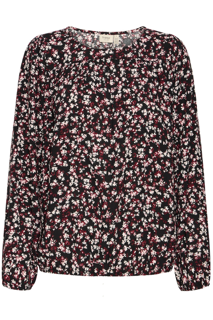 Fransa FrKiki Dainty Floral Baby Pink/Burgundy Blouse, 20617101