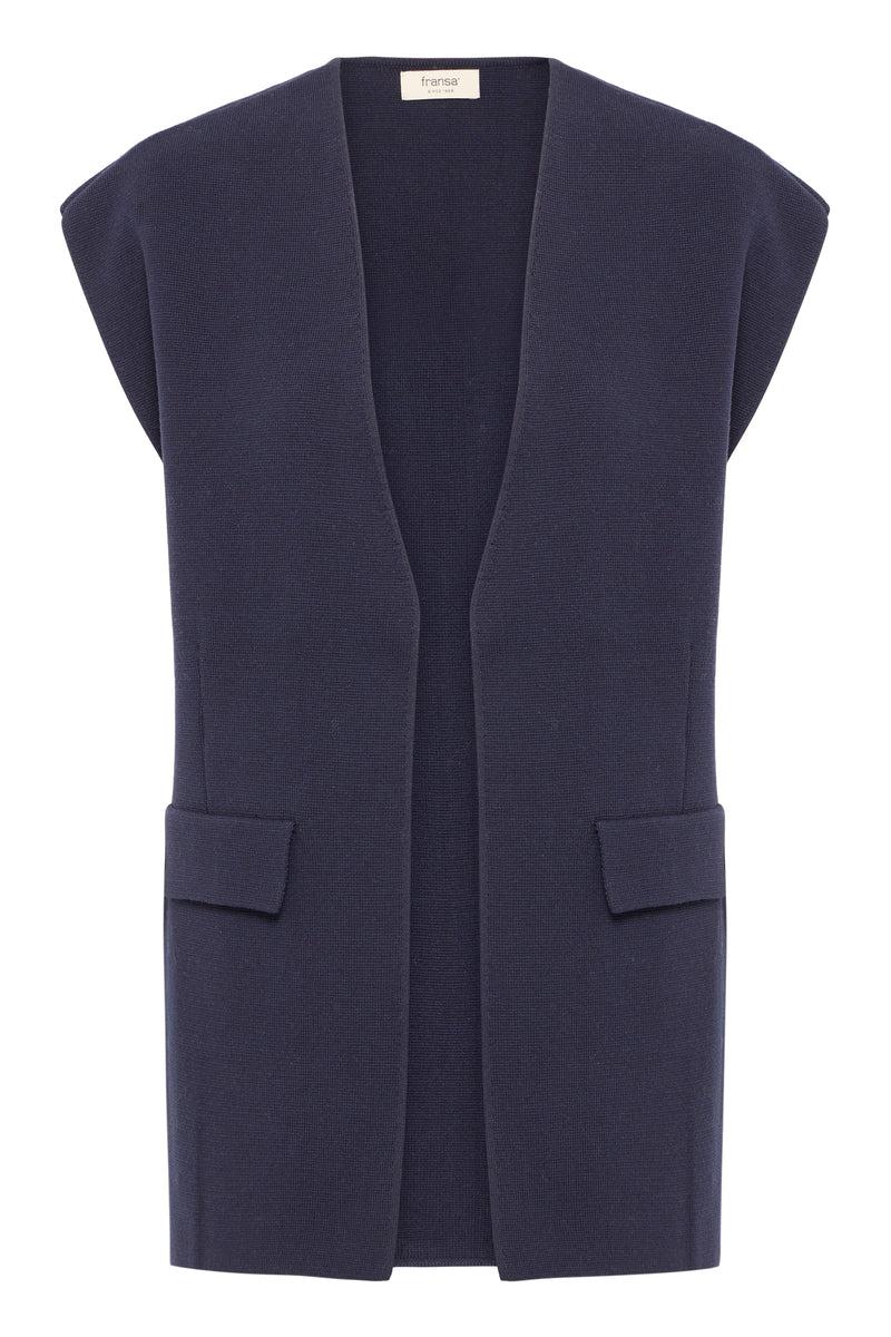 Fransa Frita Night Sky Knitted Sleeveless Cardigan, 20617150