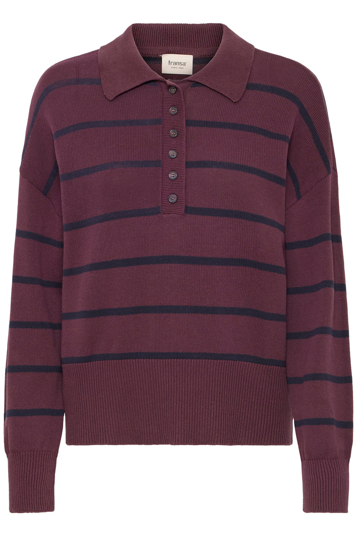 FRANSA FrBerkeley Fudge Burgundy Striped Polo Knit