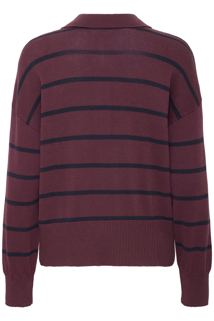 FRANSA FrBerkeley Fudge Burgundy Striped Polo Knit