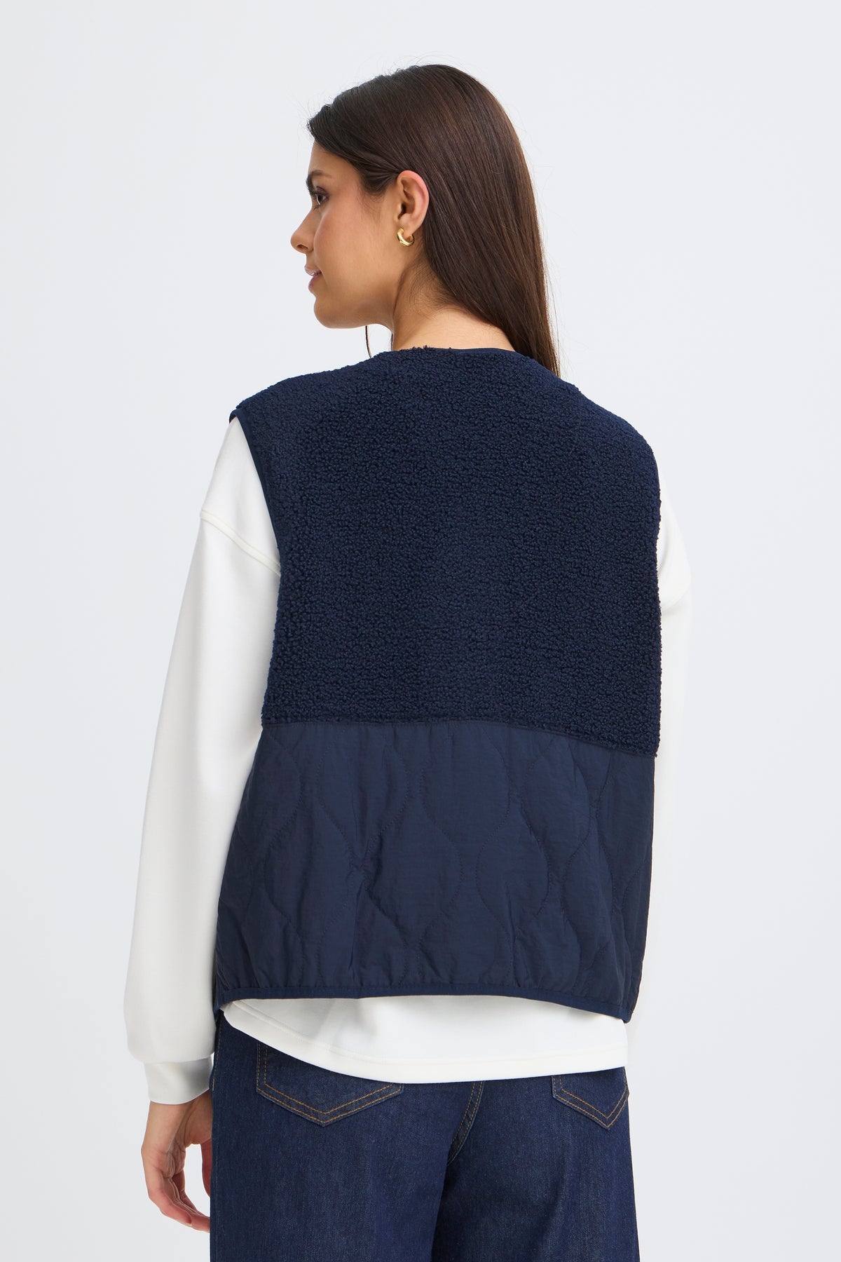 Fransa FrMikala Navy Blazer Teddy Quilted Gilet
