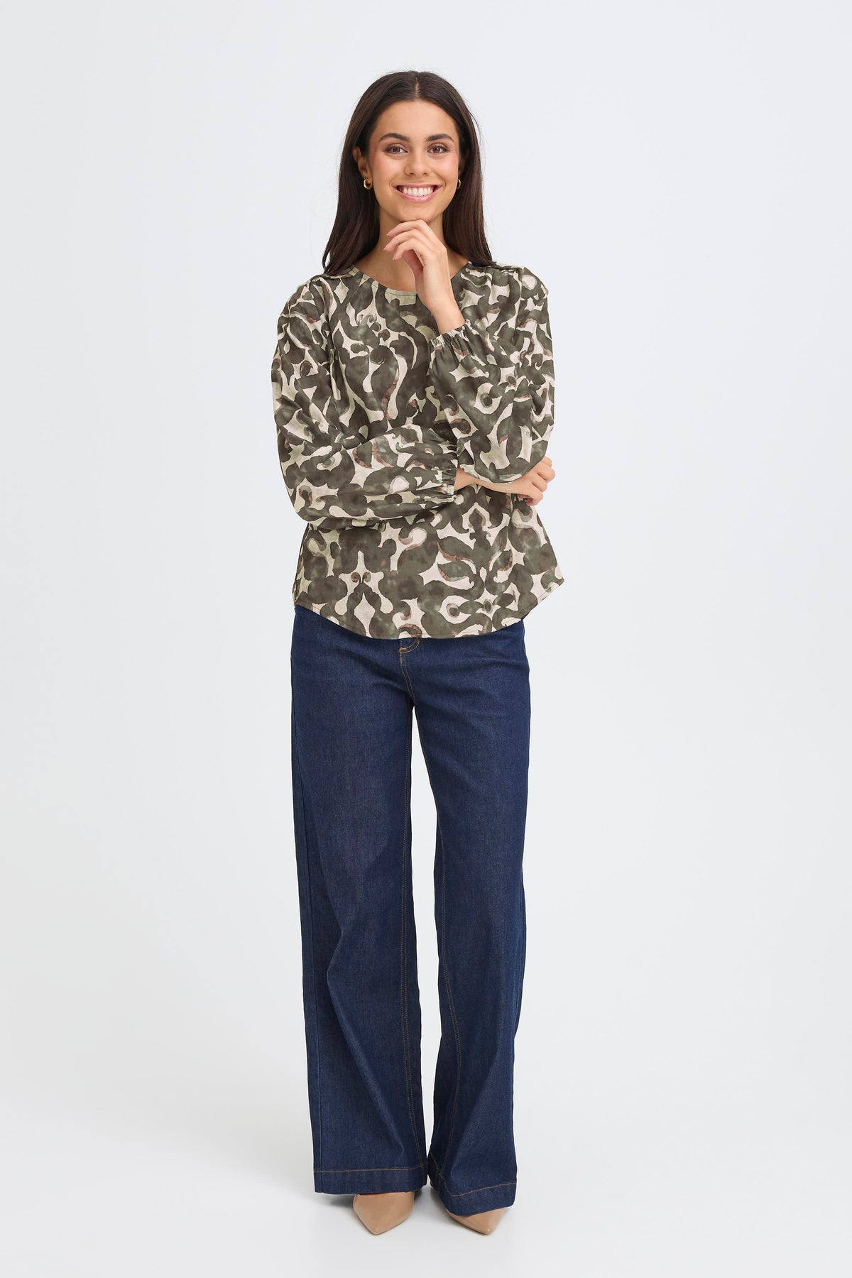 Fransa FrAriana Smokey Olive Printed Blouse, 20617394