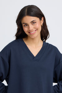 Fransa FrAurora Navy Blazer Modal Oversized V-Neck Top, 20617552