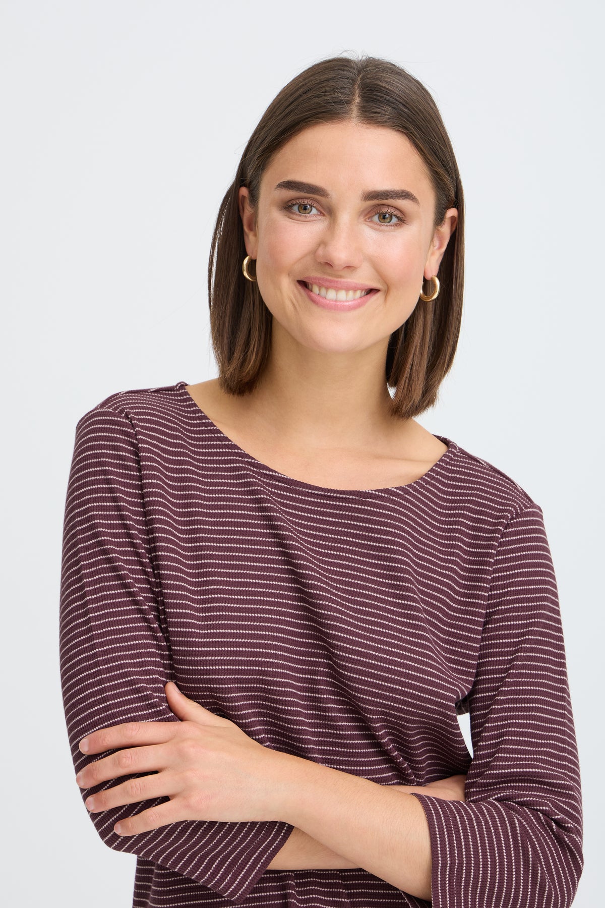 Fransa FrJorelia Port Royale Stripe Long Sleeve Dipped Hem Top, 20618224