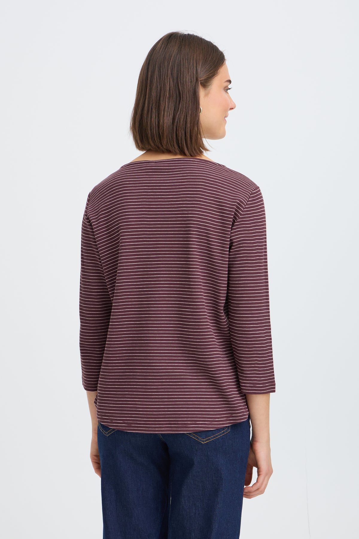 Fransa FrJorelia Port Royale Stripe Long Sleeve Dipped Hem Top, 20618224